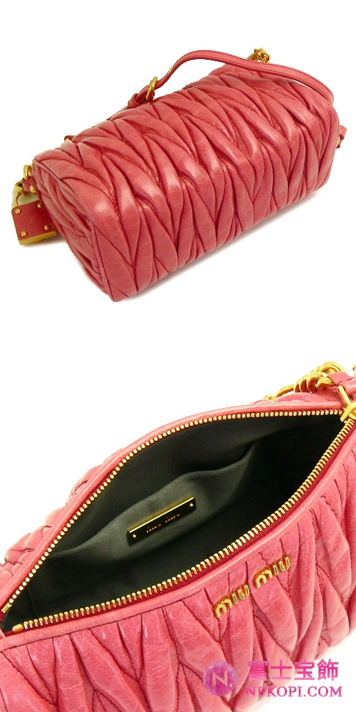 MIUMIU ミュウミュウ クラッチバッグ ポシェット 2WAY ヴィンテージ レザー ローズ 5N1521 MATELASSE LUX ROSA